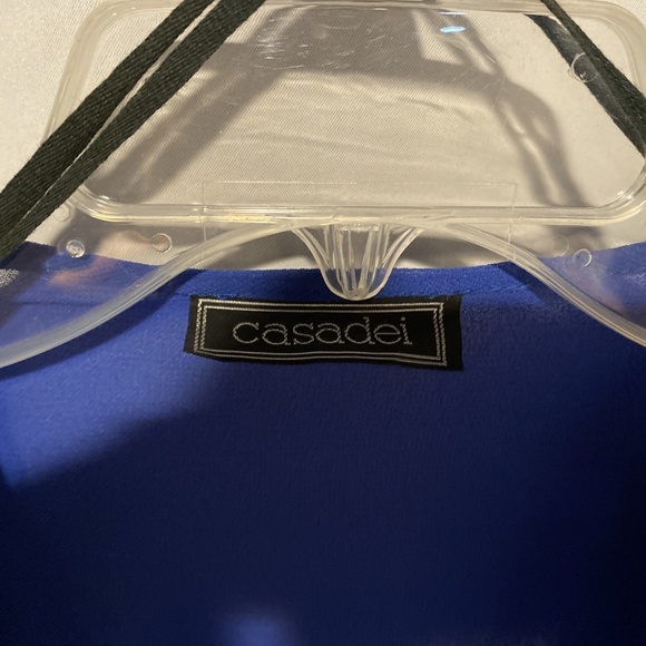 Vintage 80s Blue Crepe Batwing Fishtail Flapper Dynasty Gatsby Dress Bea… - Picture 7 of 10